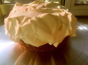 之后用刮棒将剩下的淡奶油装饰在蛋糕表面