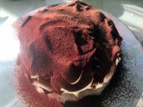 过筛上适量的可可粉