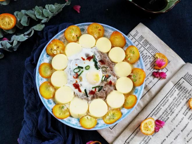 橙味豆腐蒸牛肉沫