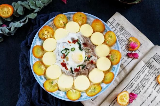 橙味豆腐蒸牛肉沫