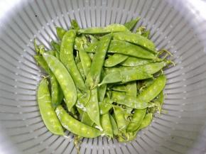 荷兰豆用水冲洗一下