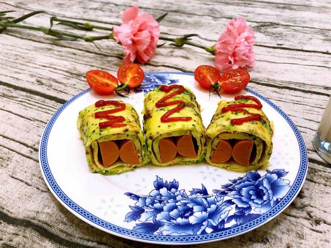 香菇西兰花蛋饼卷