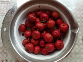 洗干净的山楂沥干水份