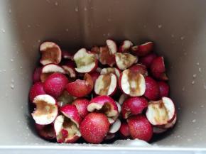 把山楂放到面包桶里