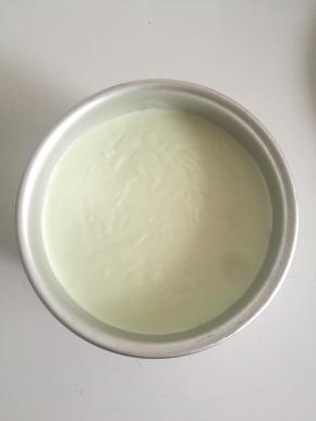 倒入冷藏好的六寸模具中，冷藏四小时以上最好隔夜。