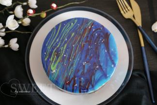 最后我拿杏仁粉在上面 随便装饰点了几下 如果有闪粉更好了 。