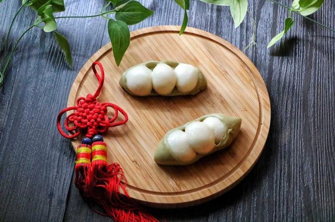 豌豆荚造型馒头