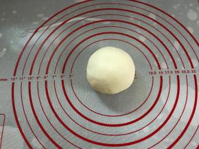 50克面粉加0.5克酵母加水揉成光滑的白色面团后同样放温暖处发酵。