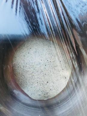 覆盖保鲜膜，温度25到28度，进行基础发酵。时间大概一个小时。