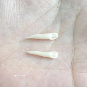 然后取出一点点面团搓成长柱形，用牙签压出爪印，这个爪子的重量约0.5克左右