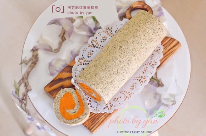低卡健康—黑芝麻红薯蛋糕卷