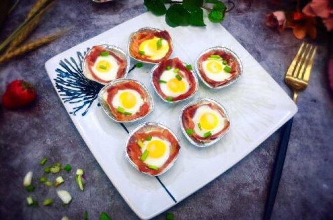 #卵中佳品#原味培根鹌鹑太阳蛋