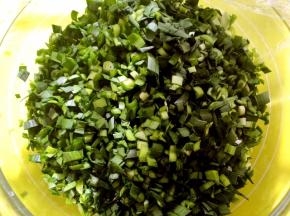 滤干水份的韭菜切碎