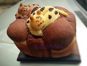 用巧克力画出猫的眼睛，鼻子，胡须，身上的花纹