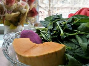 准备菠菜，南瓜，紫薯。