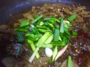 汤汁还剩两层是倒入蒜苗