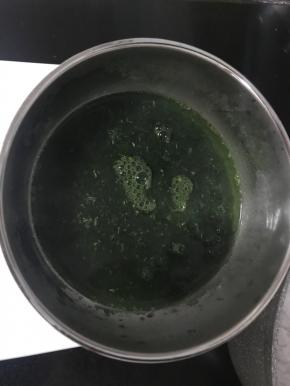 将艾草粉用热水化开