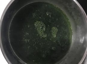 将艾草粉用热水化开