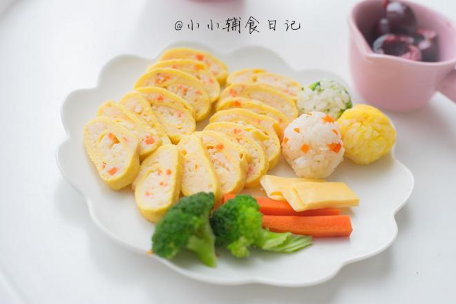 胡萝卜虾泥蛋卷