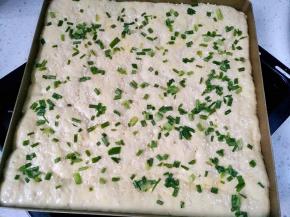 表面抹蛋液，撒葱末和白芝麻