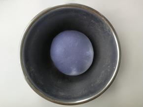 面团揉好后，收圆放入盆中加盖保鲜膜室温状态下进行一发