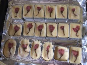 将樱花放在饼上装饰