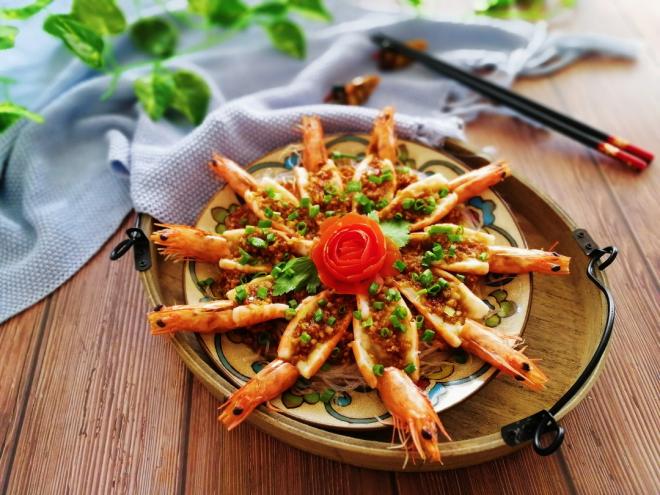 蒜蓉粉丝开屏虾