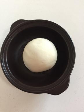 面粉加入一勺盐，倒入适量的水揉成光滑的面团，盖上保鲜膜醒20分钟。