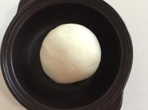 面粉加入一勺盐，倒入适量的水揉成光滑的面团，盖上保鲜膜醒20分钟。