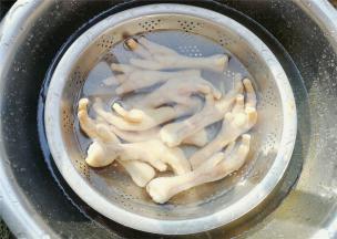 用冷水冲洗掉血沫和杂质备用