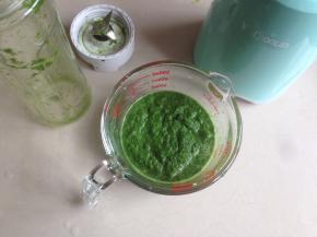 将煮过的艾叶捞起来后拧干水份，加190克水，放入料理机，打成艾叶糊，不需要过滤出艾叶汁，直接用即可