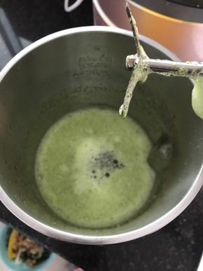 青菜叶加入250g水打成汁。