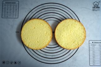 取两片酸奶戚风蛋糕片。