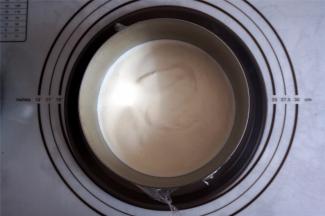 倒入三分之一的慕斯液，震荡一下。