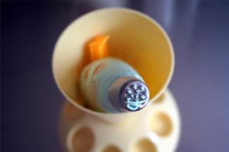 100克淡奶油加入10克木糖醇，打至硬性发泡，装入裱花袋，花嘴用小草花嘴。