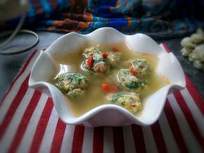 一碗鲜美的虾肉丸子荠菜汤就好了