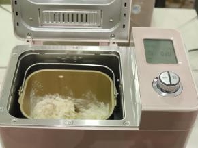 将除了竹炭粉之外的所有材料放入面包机桶内，启动和面程序，时间设置20分钟（看面团状态，揉光滑就可以，实际用了15分钟）