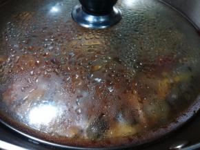 盖上锅盖，保持中大火，中间不用翻动，一直保持微沸状态。