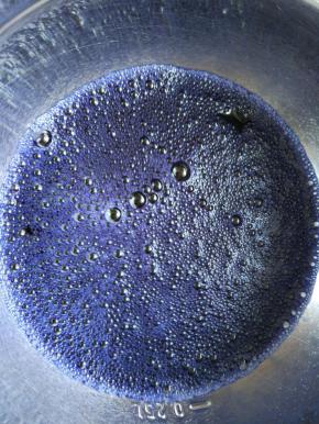 1.把蝶豆花和水放入奶锅中，加热烧开，晾凉后把蝶豆花过滤，取150克蝶豆花水备用。