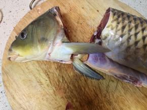 快准狠剁下鱼头，沥干水分待用