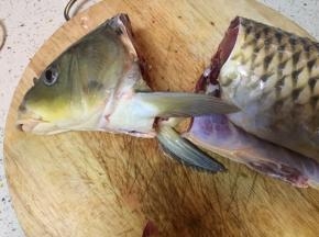 快准狠剁下鱼头，沥干水分待用