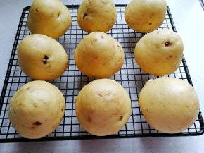 蒸好的窝头取出稍微晾晾，就可食用了