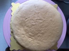 第二层蛋糕片同样的步骤，盖上最后一片蛋糕片