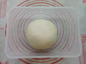 把揉好的面团放入保鲜盒里进行一发。(温度不要超过28度)