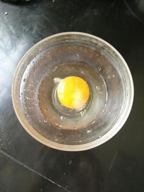 两个鸡蛋打散，加入一点盐。