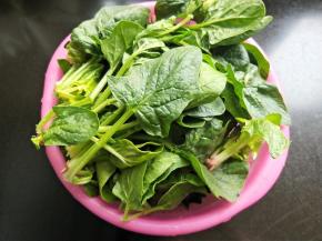 菠菜去老叶洗净备用。