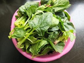 菠菜去老叶洗净备用。