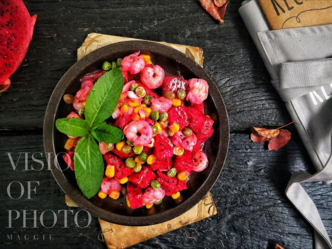 红心火龙果虾仁