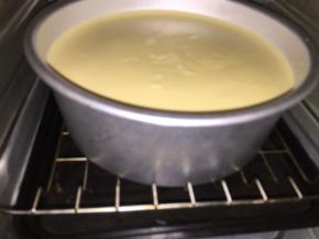 烤箱提前上下管170度预热5分钟，烤盘里装上热水。用水浴法烤，烤盘放在中下层，放入后上下管160度，烤45分钟