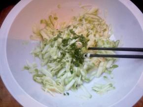 楼下有刚发芽的花椒叶，摘了一些，切碎加入，没有花椒叶加适量花椒面